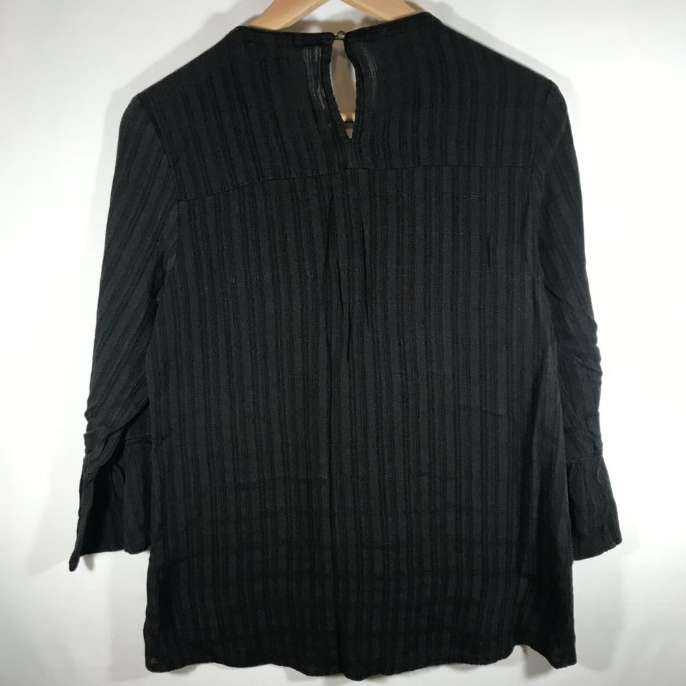 Knox Rose Women's Small Black Embroidered 3/4 Bell Long Sleeve Blouse - Picture 6 of 12